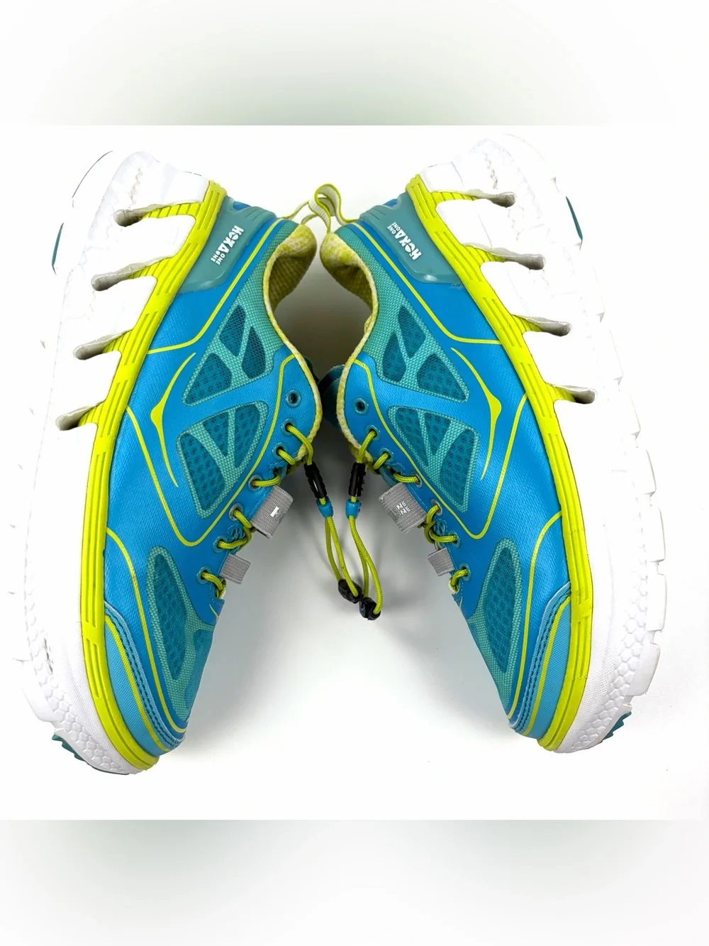 HOKA ONE ONE Conquest Women’s 6.5 Blue Lime Max Cushion Running Shoes EU 38